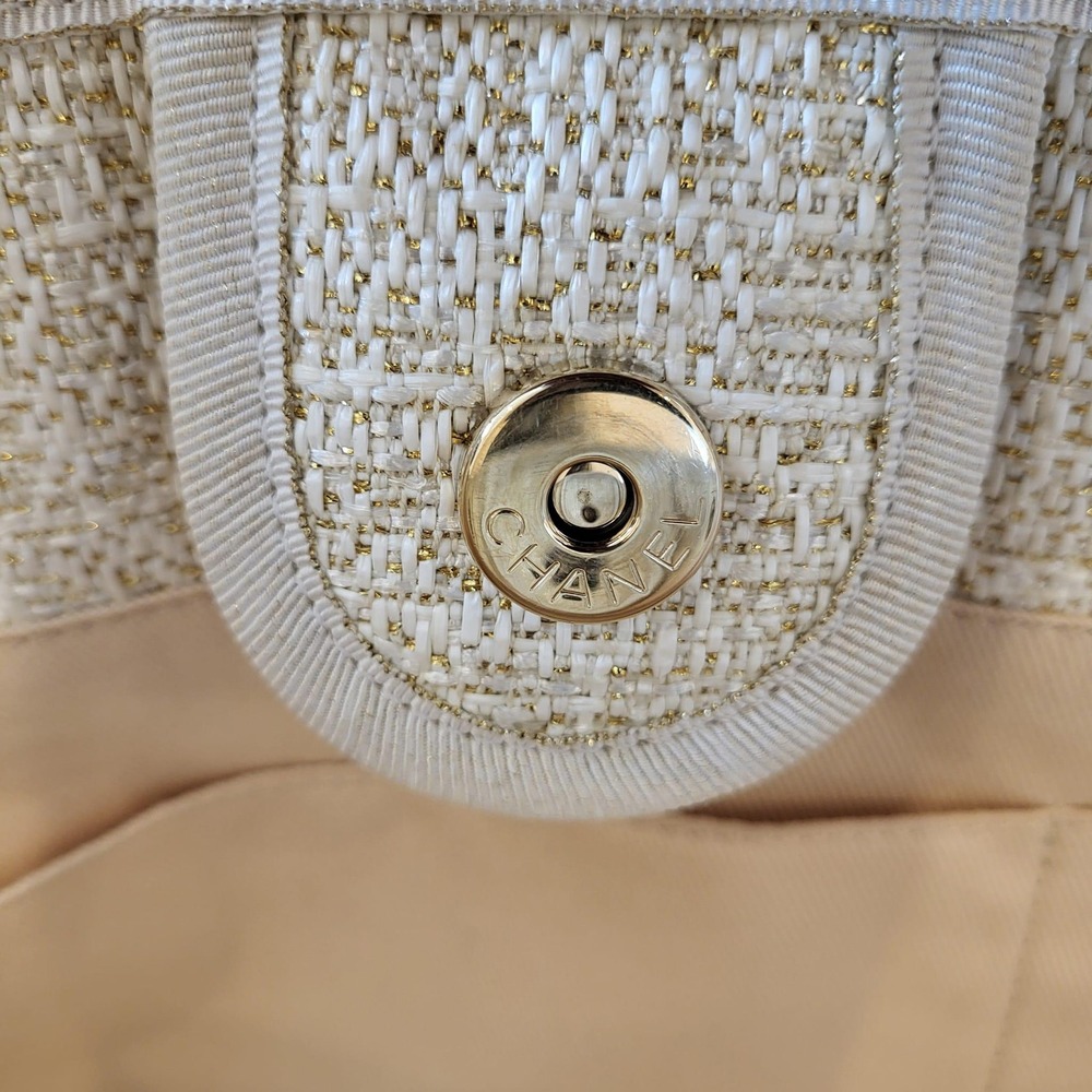 Chanel Lurex Boucle Small Deauville Tote Bag Ivory Gold 31 Rue Cambon 27202807 - Picture 11 of 16